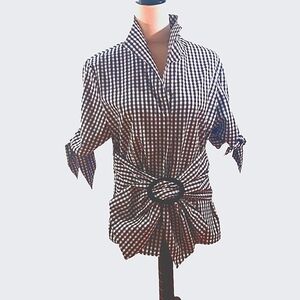 Kenar Black White & Metallic Blouse Size 14